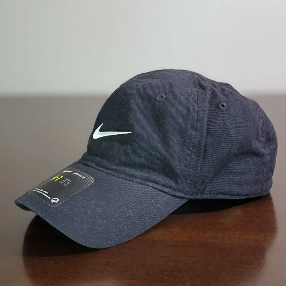 Nike Sportswear NSW Kids Unisex Dad Hat Cap Black White Embroidered Swoosh